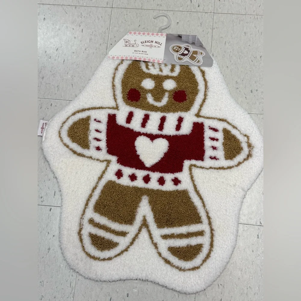 Gingerbread Bath Rug - Red and Brown